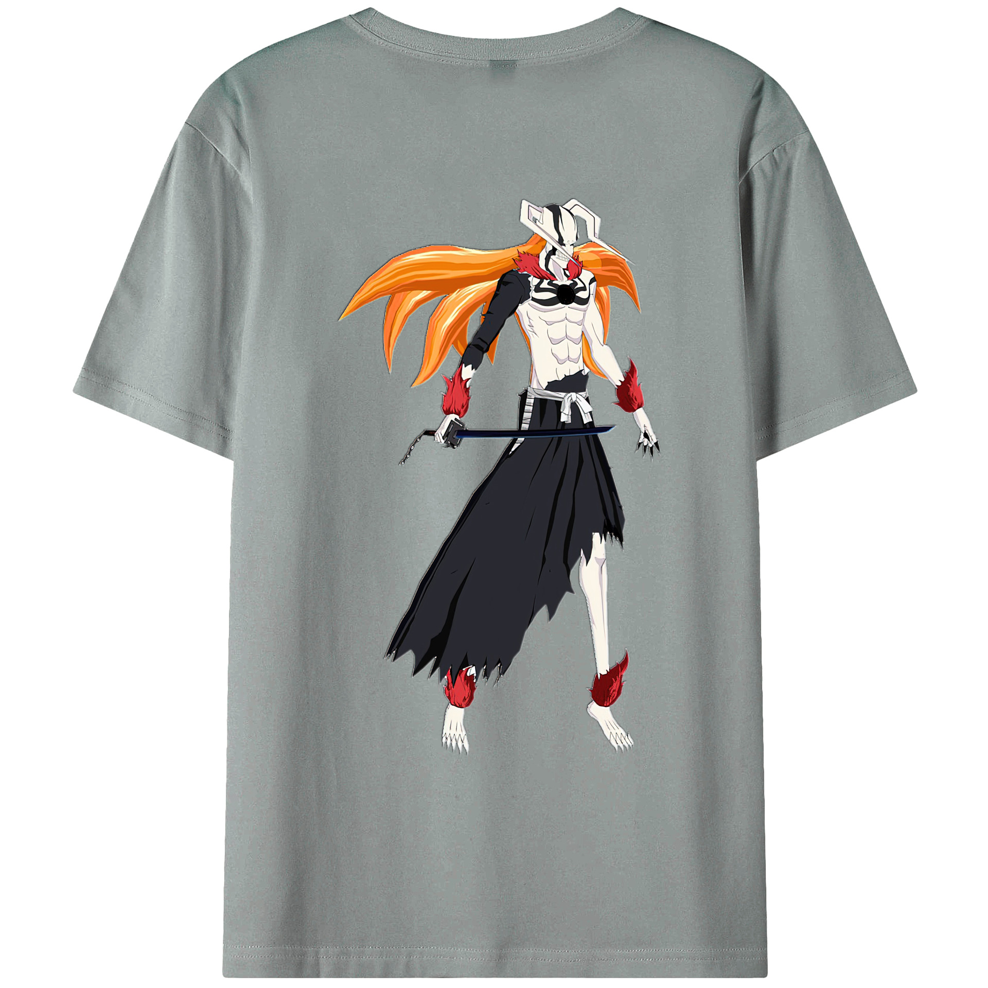 （画像用） ブリーチ 黒崎一護（くろさき いちご）BLEACH Kurosaki Ichigo 綿100％ メンズ半袖Tシャツ（バックプリント） 通気性